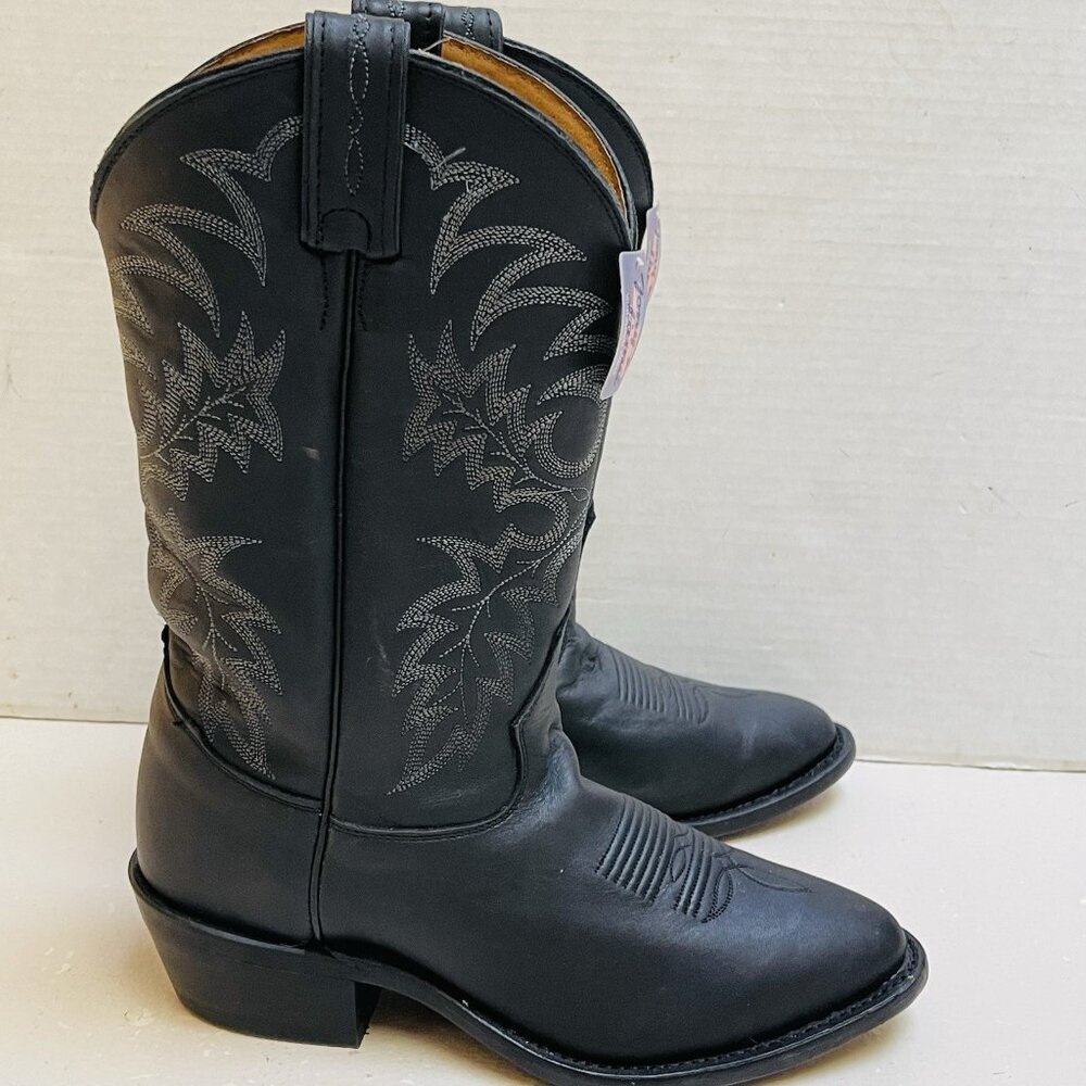Tony‎ Lama Segar Western Black Leather US Cowboy Boots Mens 8.5 D Rodeo Festival